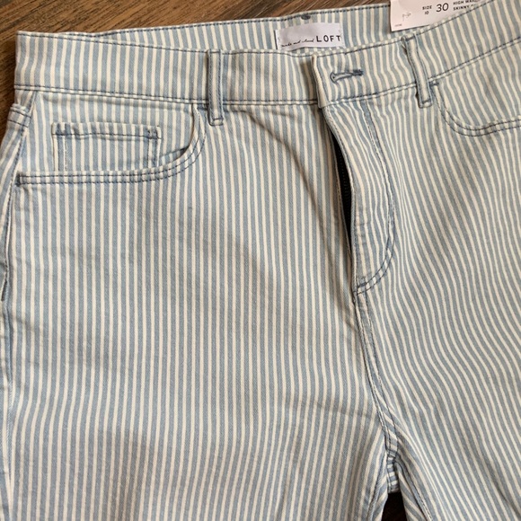LOFT Striped High Waist Skinny Crop Jeans - Picture 2 of 5